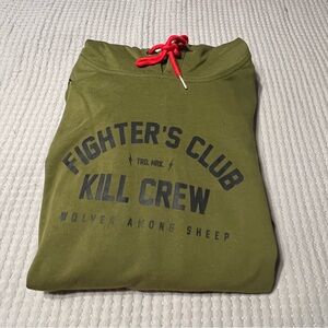 Kill Crew Olive Green Hoodie with Red Accents